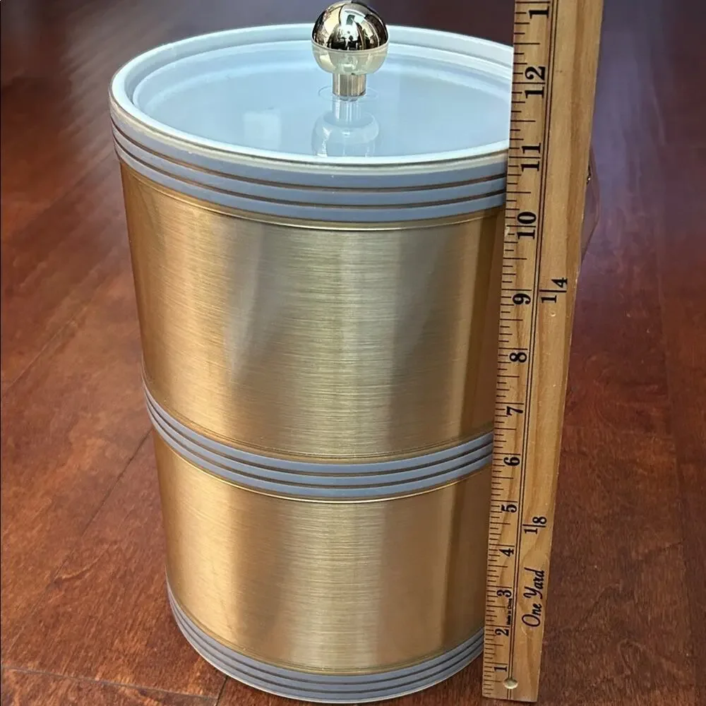 Georges Briard Vintage Mid Century Modern Gold Ice Bucket with Lid and Handle